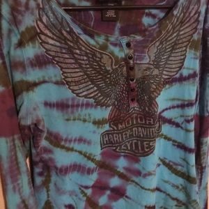 Tye-dyed Harley-Davidson long sleeve shirt